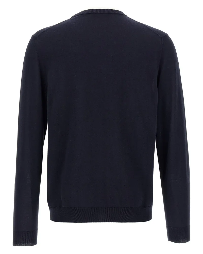 Zanone Crew Neck Cotton Sweater — Navy Navy
