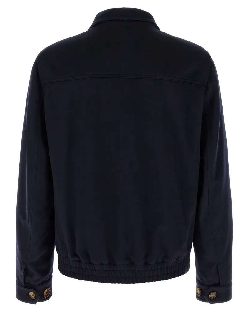 Brunello Cucinelli Virgin Wool Bomber Jacket — Blue Blue