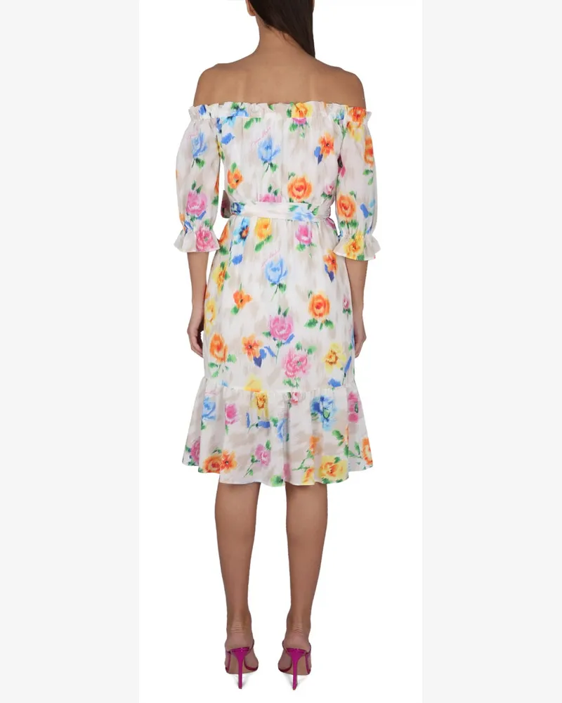 Moschino Floral Cotton-Silk Blend Dress — Multicolor 