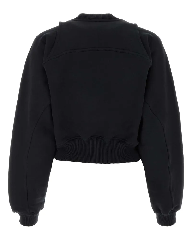 OFF-WHITE Women Black Cotton Sweatshirt Blackwhit Exterior: Felpe Black