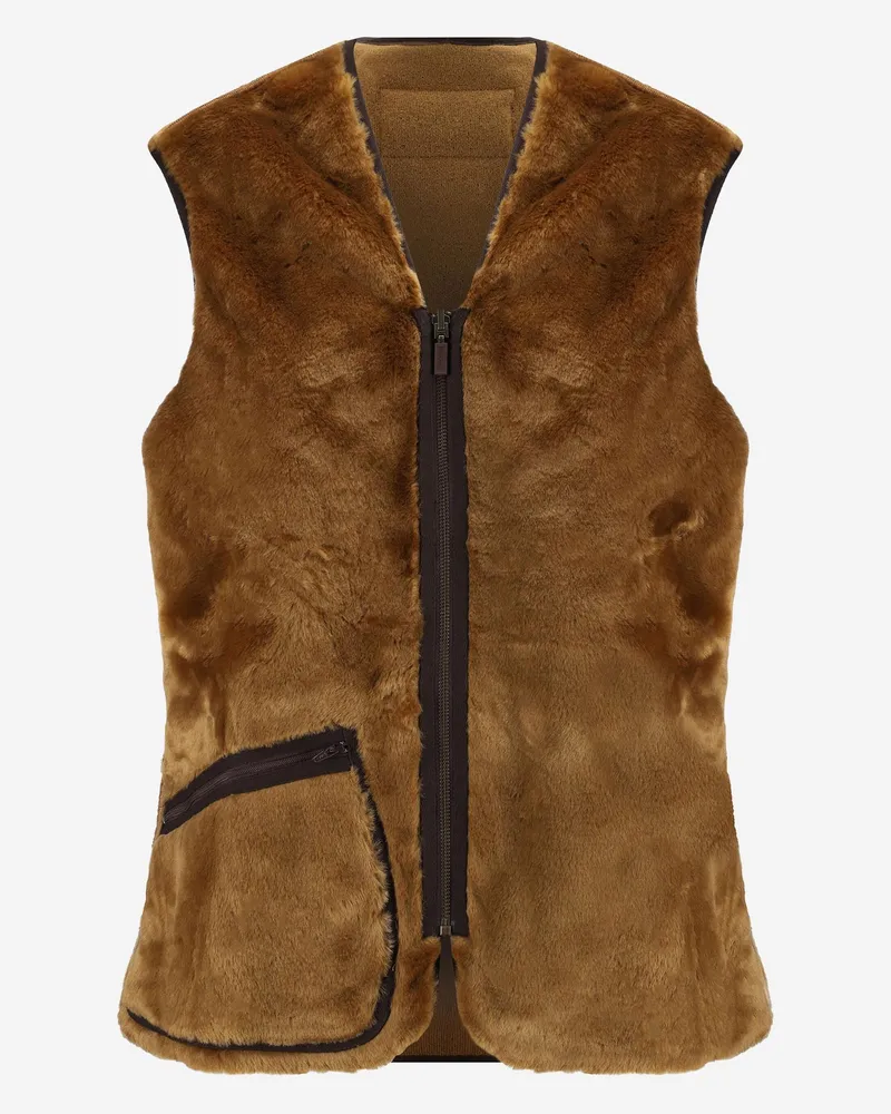 Barbour Reversible Acrylic Fleece Vest — Brown Brown