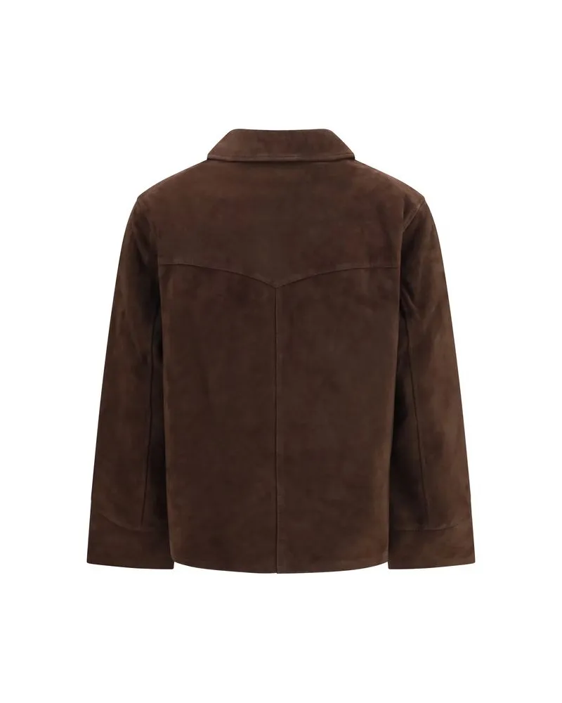 Tory Burch Suede Goatskin Jacket — Brown Brown