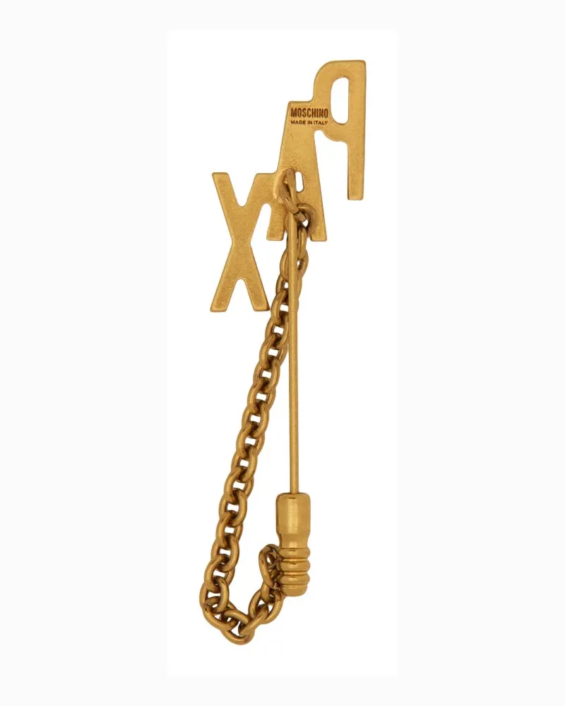 Moschino Chain-Link Brass Brooch — Gold Gold