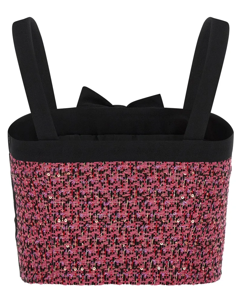 Alessandra Rich Sequin-Embroidered Tweed Bodysuit — Pink Pink