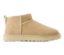 Suede Sheepskin-Lined Boots — Beige