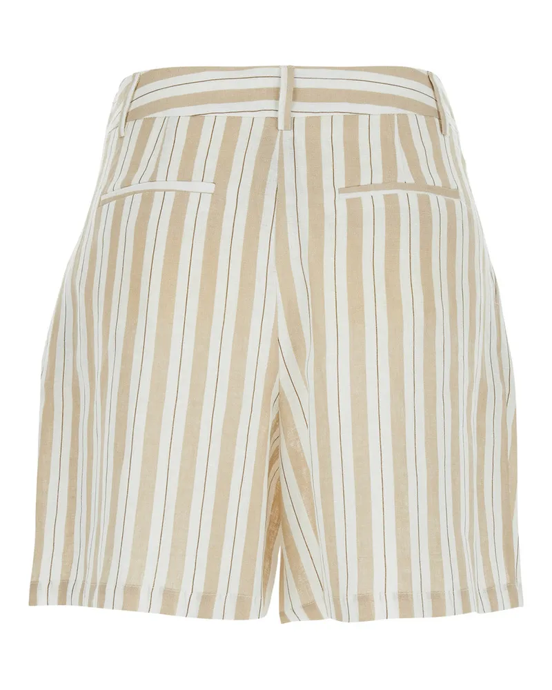 Semicouture Women's Shorts Striped Linen Beige Beige