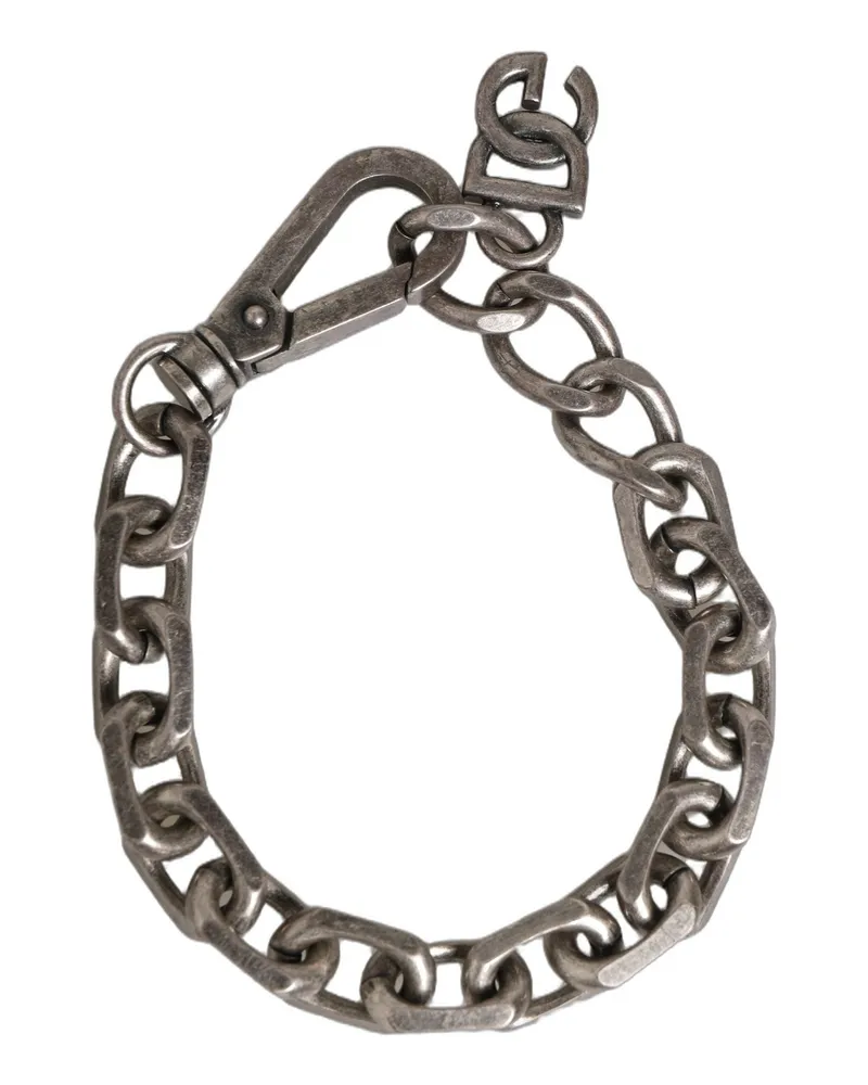 Dolce & Gabbana Women's Silver Tone Heavy Chain Link Signature Dg Logo Bracelet Zamak Real Brass Silver