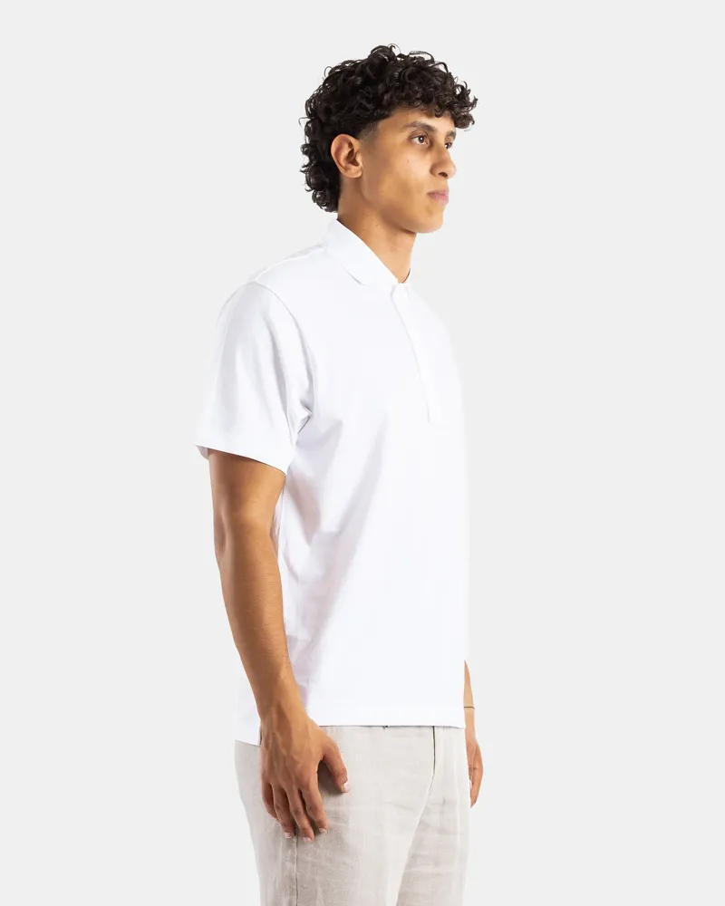 Handvaerk Men's Optical White Pima Cotton Short-Sleeve Polo T-Shirts And Polos White