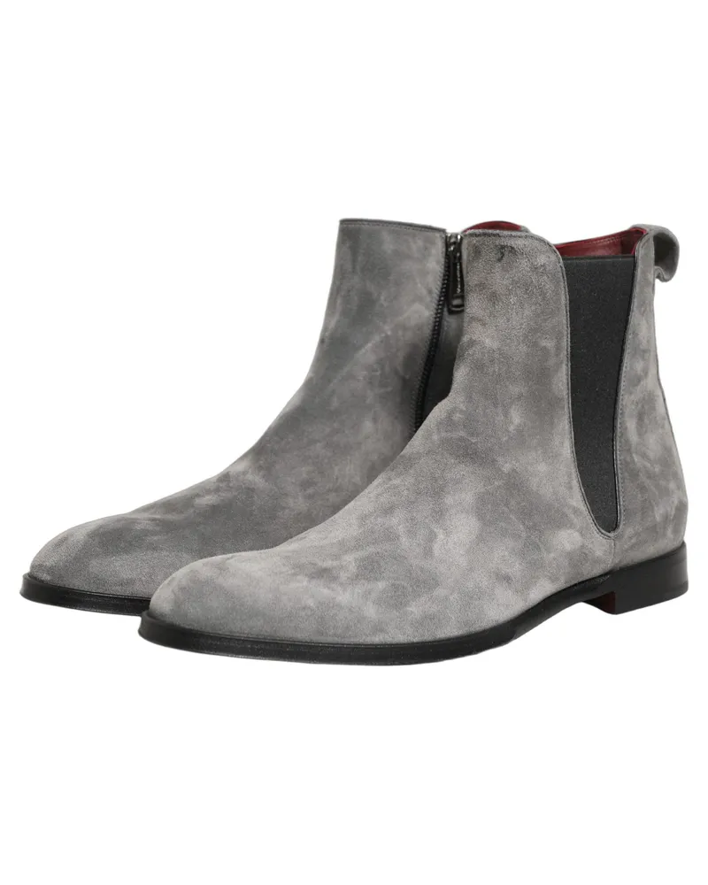 Dolce & Gabbana Men's Gray Suede Leather Chelsea Boots Shoes Gray