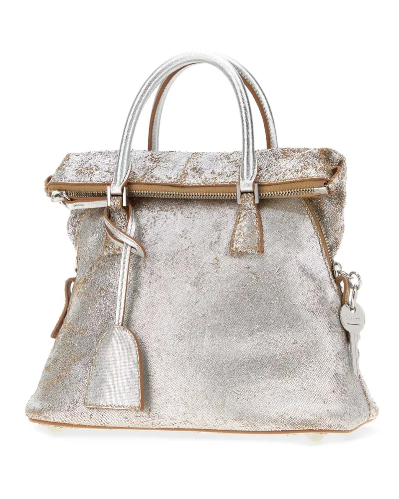 Maison Margiela Men's Silver Leather Mini 5ac Handbag Silverlightbrown Borse A Mano Bag Silver