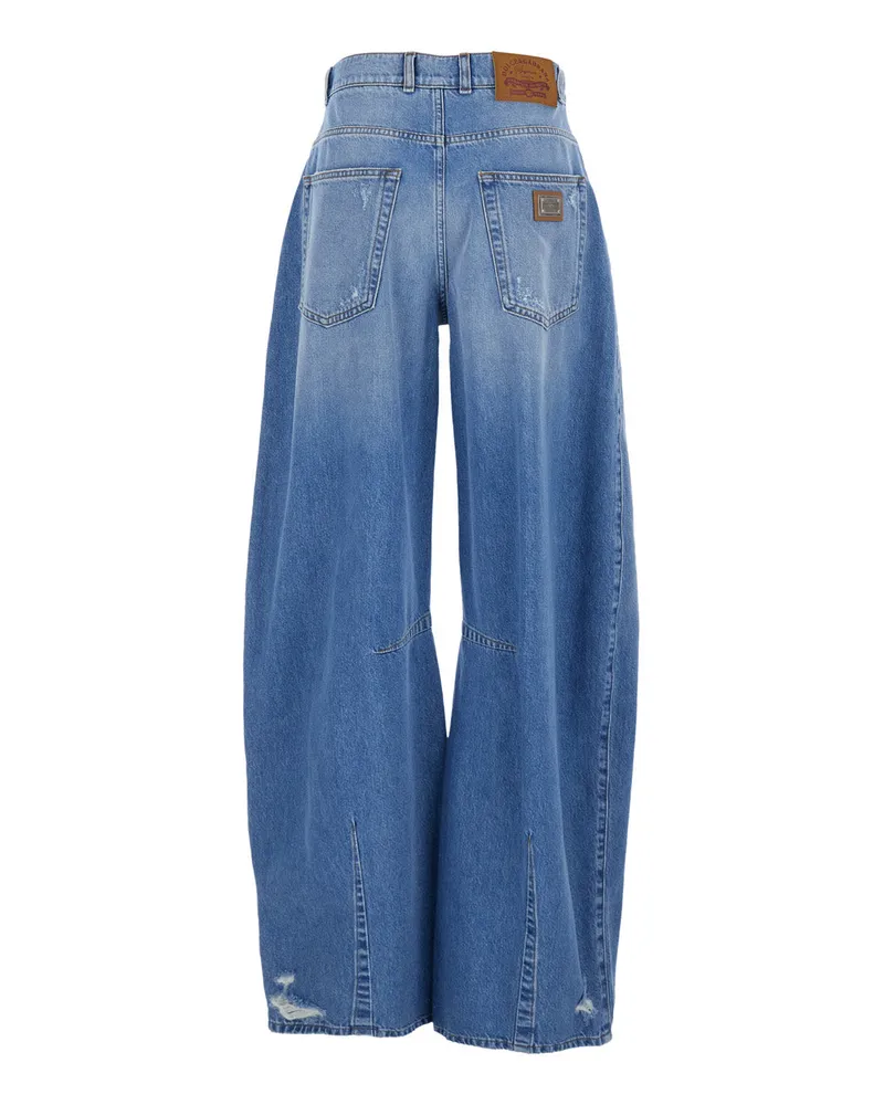 Dolce & Gabbana Women's Jeans Balloon Effect Blue Denim Cotton Blue