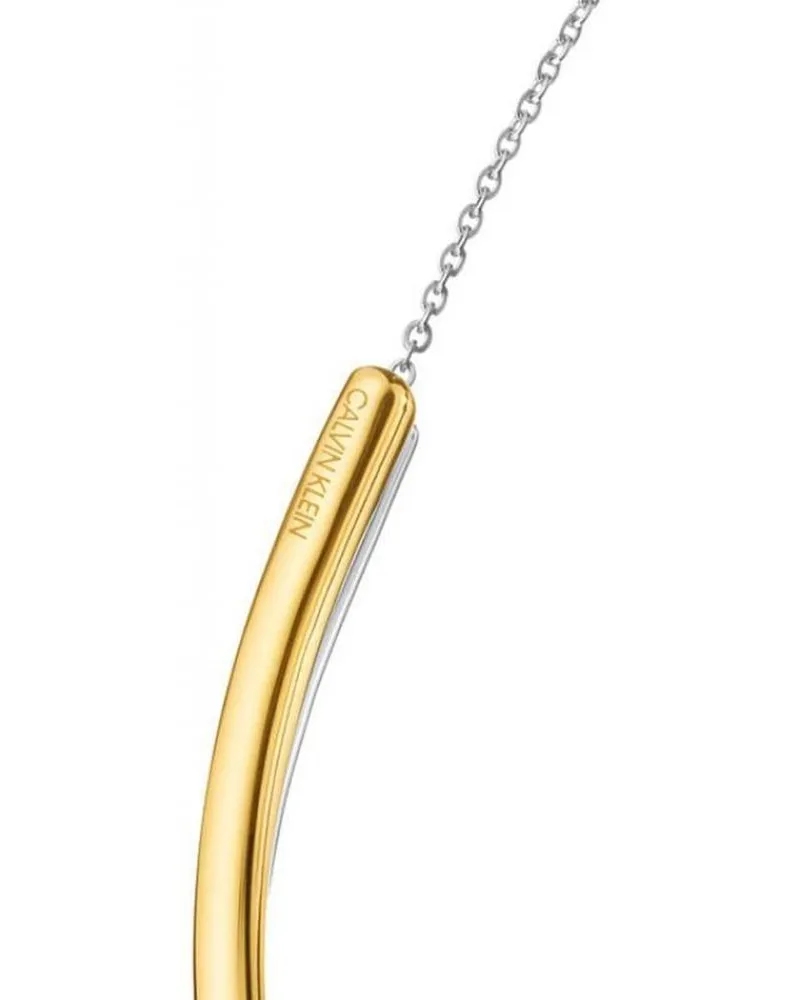 Calvin Klein Two-Tone Curved Tube Necklace — Gold Gold
