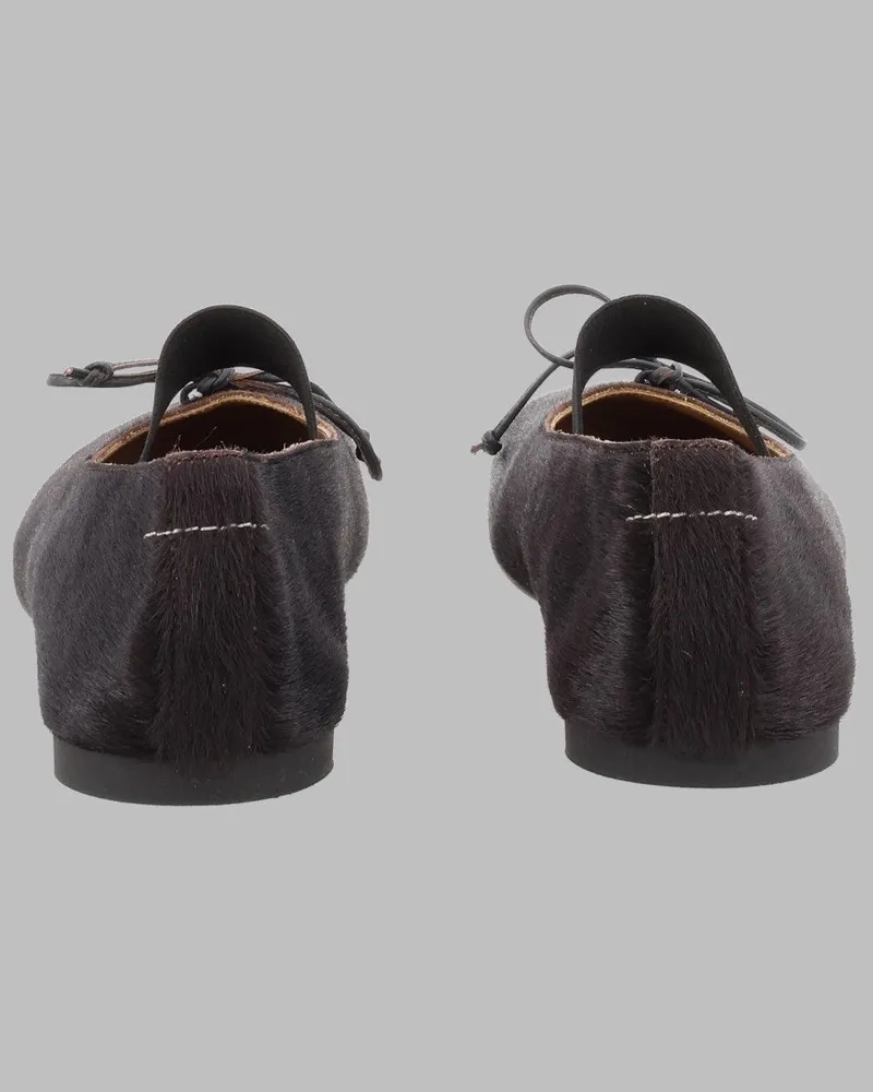 Maison Margiela Elasticated Leather Ballet Flat — Brown Brown
