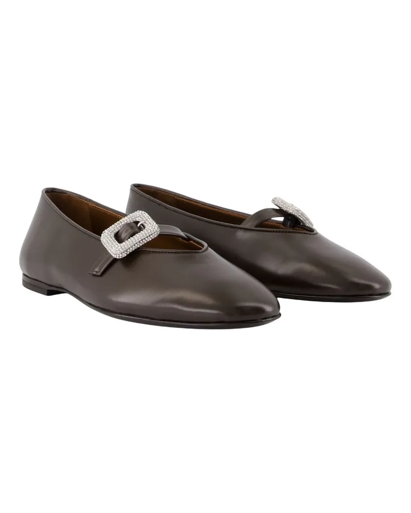 Giuseppe Zanotti Women's Georgia Ballerinas -  Leather Brown Calfskin Shoes Flat-Shoes Brown