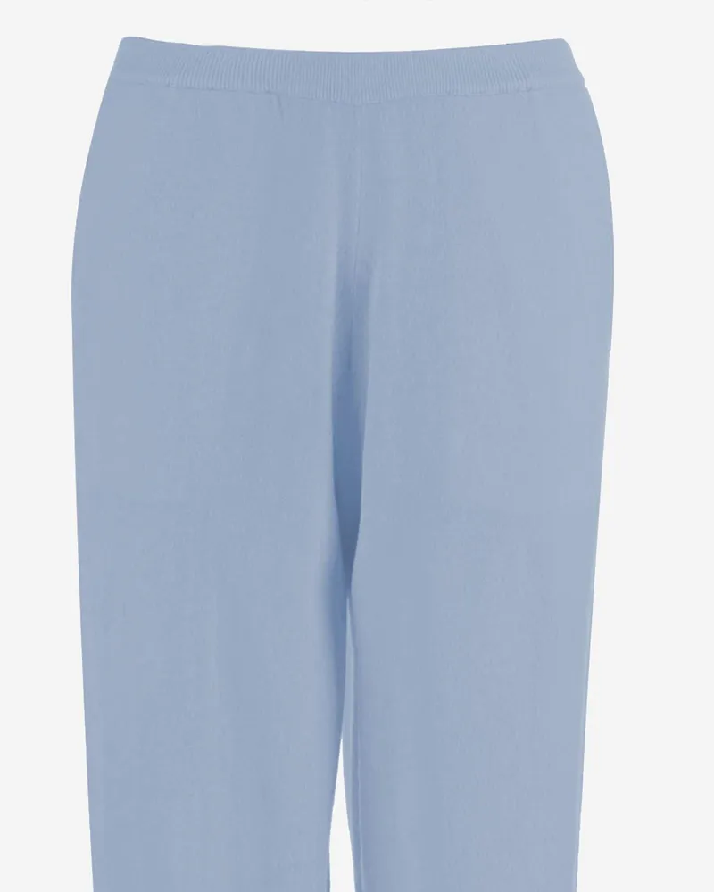 ALLUDE Women Wool And Cashmere Pants Light Blue Virgin Trousers Blue