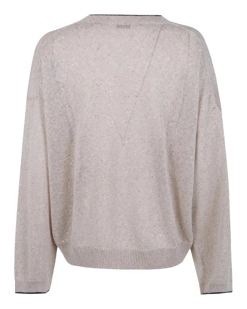 Brunello Cucinelli Sequin-Embellished Sweater — Beige Beige