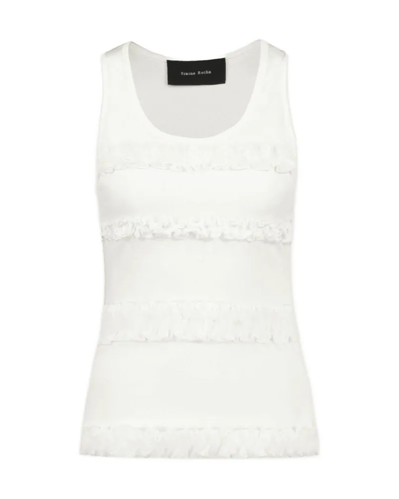 Simone Rocha Women's Fitted Ruffle Frill T-Shirt -  Cotton White Concept-Store Ready-To-Wear White