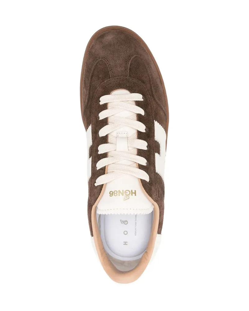 Hogan Suede with Signature H Detail Sneaker — Brown Brown