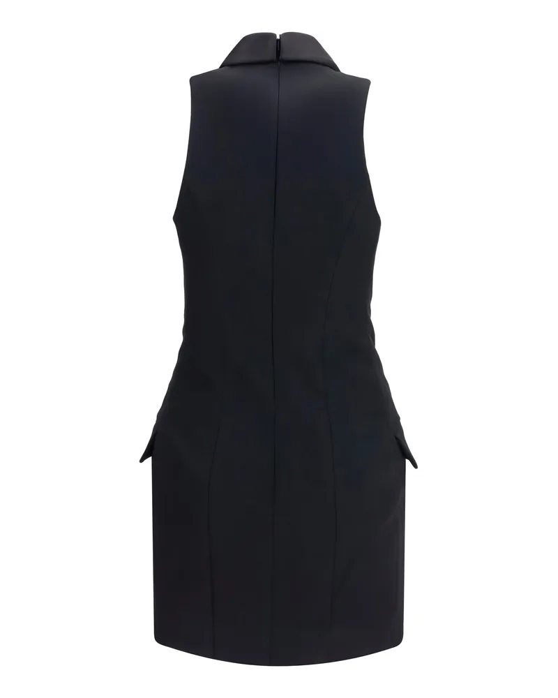 Balmain Women's Grain De Poudre Belted Dress Noir-Noir Merino Wool Ovis Aries Noir/noir Black