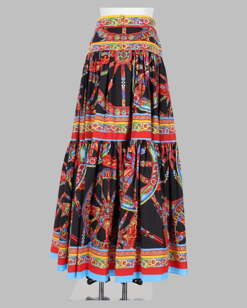 Dolce & Gabbana Carretto Print Poplin Skirt — Multicolor Multicolor