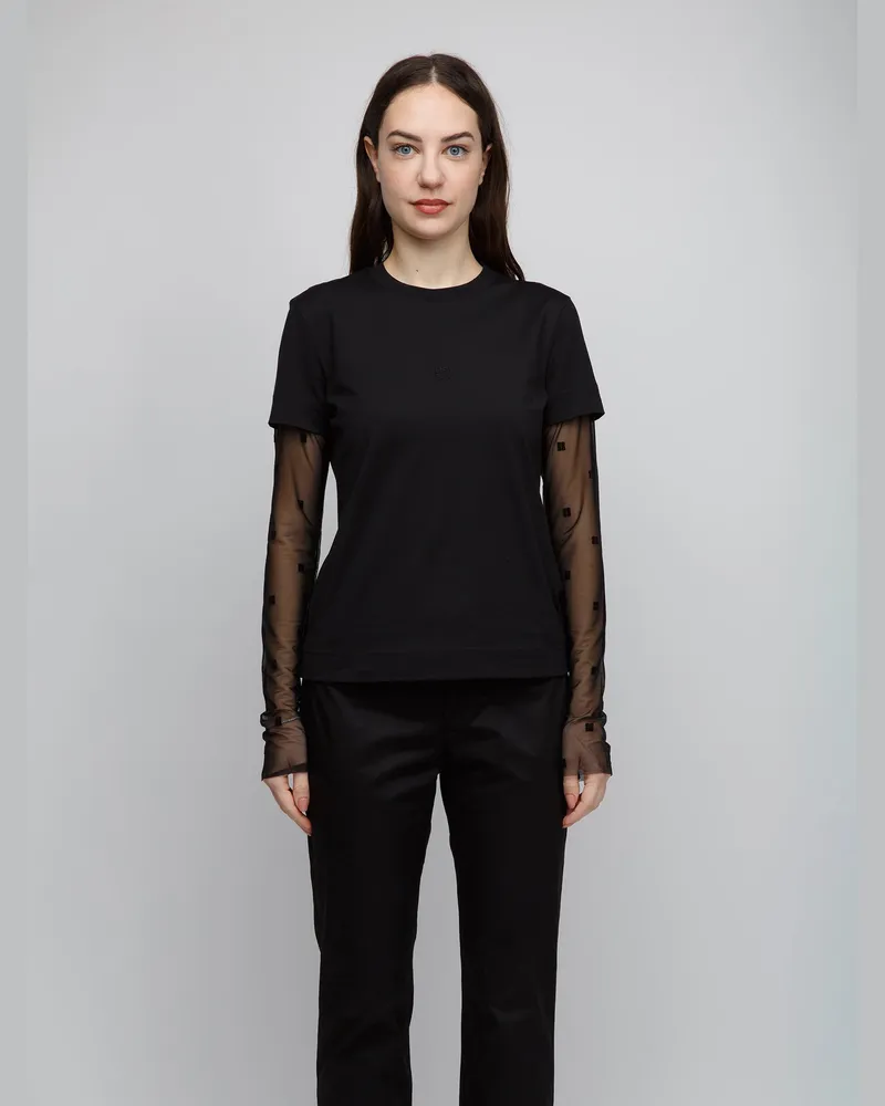 Givenchy Women's Black Cotton Long Sleeve T-Shirt Black