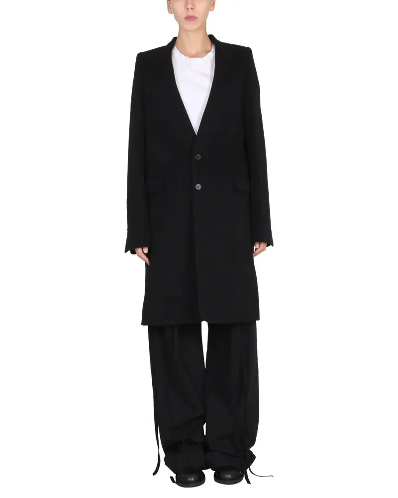 Ann Demeulemeester Wool-Viscose Blend Trench Coat — Black Black