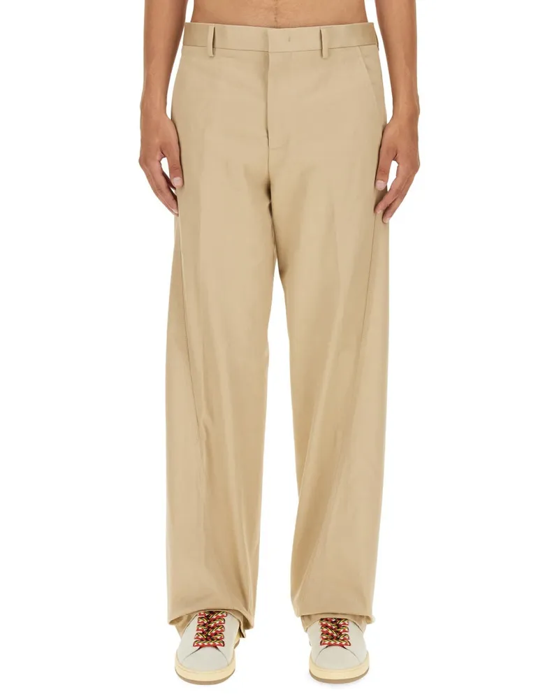 Lanvin Twisted Cotton Chino Trousers — Beige Beige