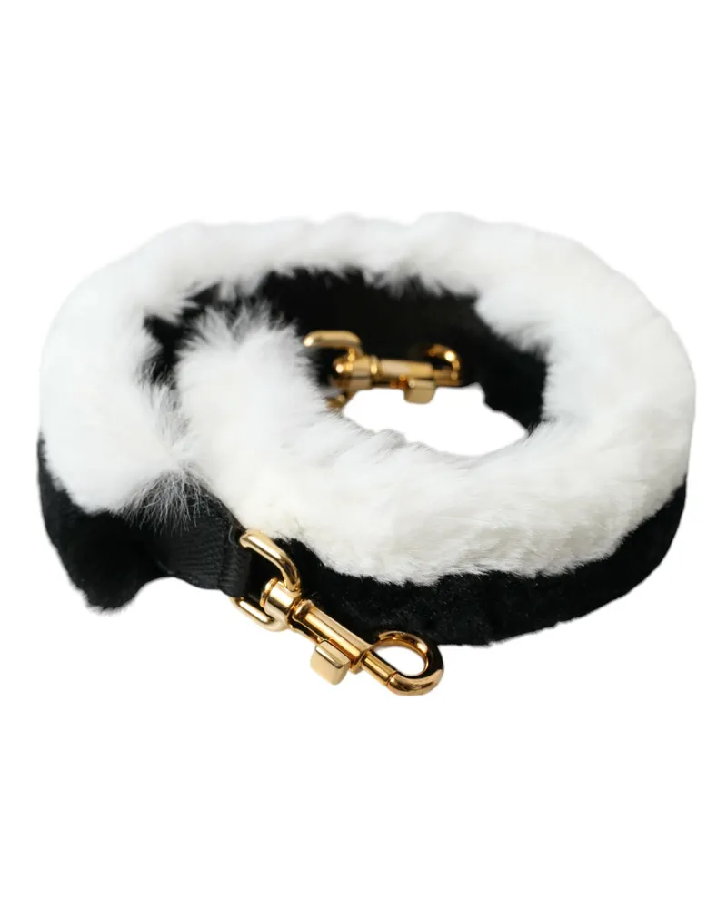 Dolce & Gabbana Women's Black White Lapin Fur Accessory Shoulder Strap And Bag Black