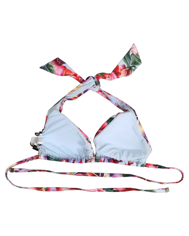 Dolce & Gabbana Women's Multicolor Floral Triangle Beachwear Bikini Top Nylon Elastane Multicolor