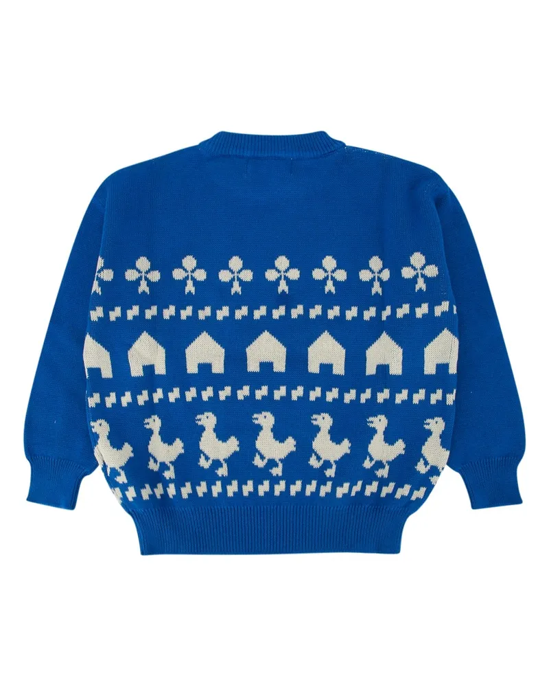 BOBO CHOSES Boys' Farm Jacquard Jumper Blue Cotton Tute Tracksuits Blue
