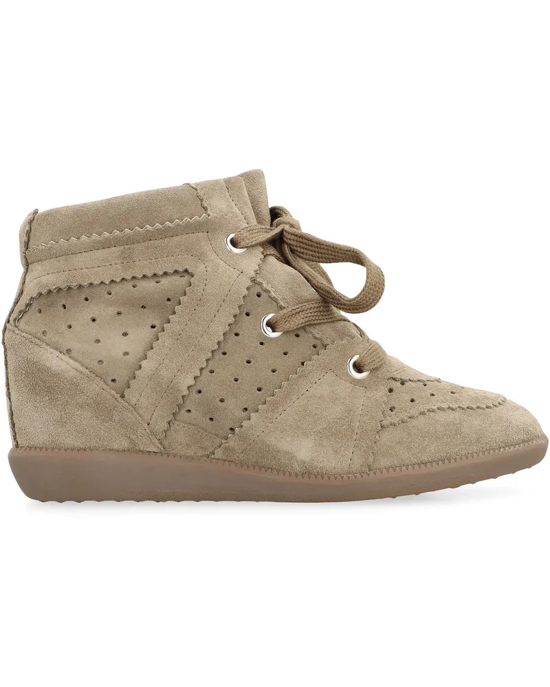 Isabel Marant Women's Wedge Sneakers Bobby Turtledove Calf Leather Trainers 