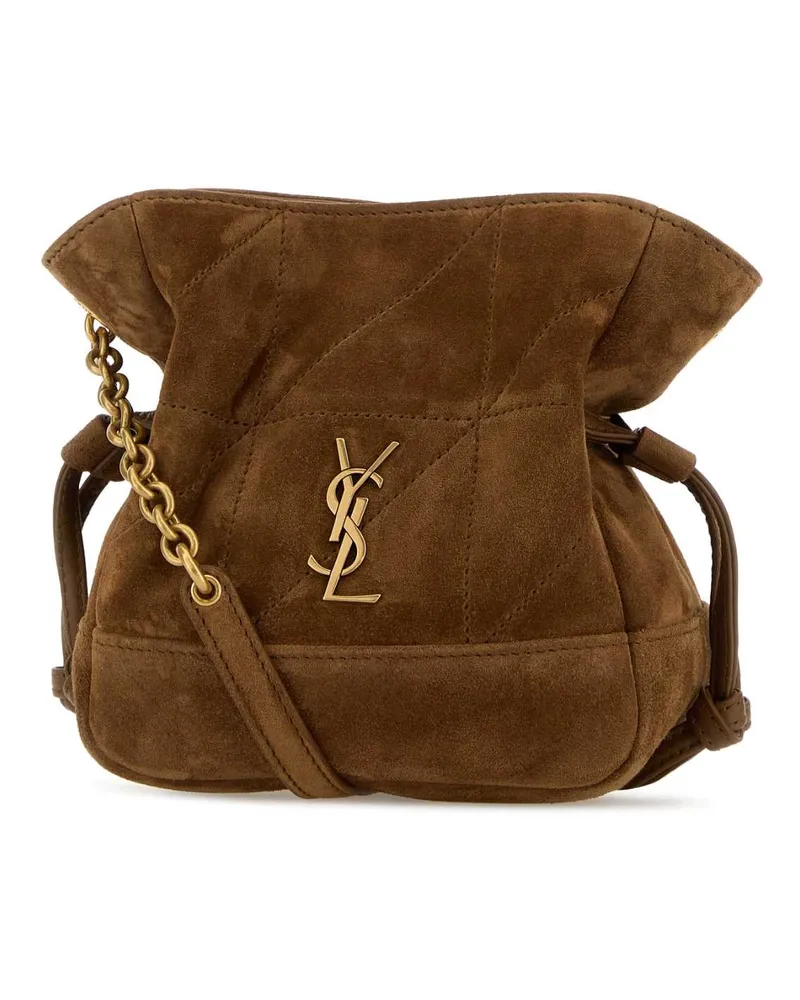Saint Laurent Women's Brown Suede Mini Jamie Bucket Bag Orangecaramelcogn Borse A Secchiello Brown