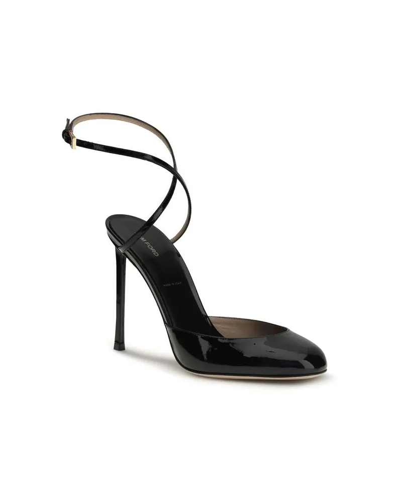 Tom Ford Women's Black Calf Leather Bos Taurus High Heel Pumps Black