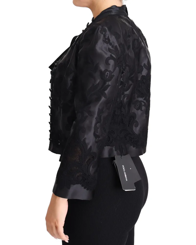Dolce & Gabbana Women's Black Lace Sheer Corset Organza Silk Jacket Clothing Black