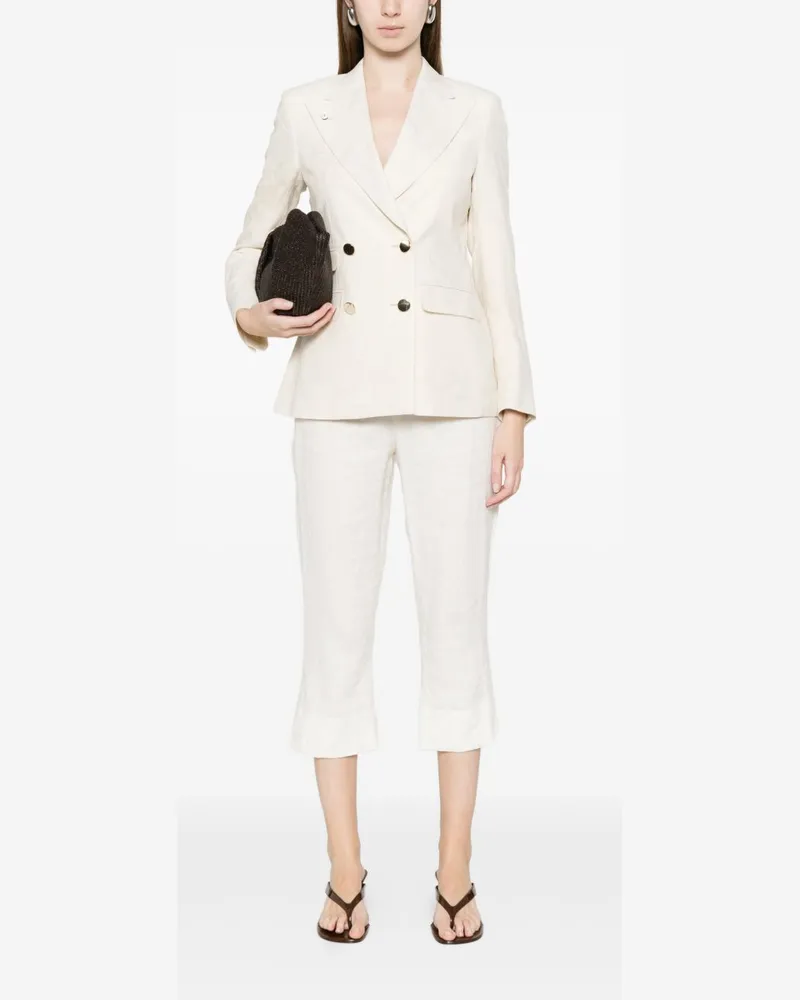 Luigi Bianchi Mantova Linen-Blend Double-Breasted Blazer — Ivory Ivory