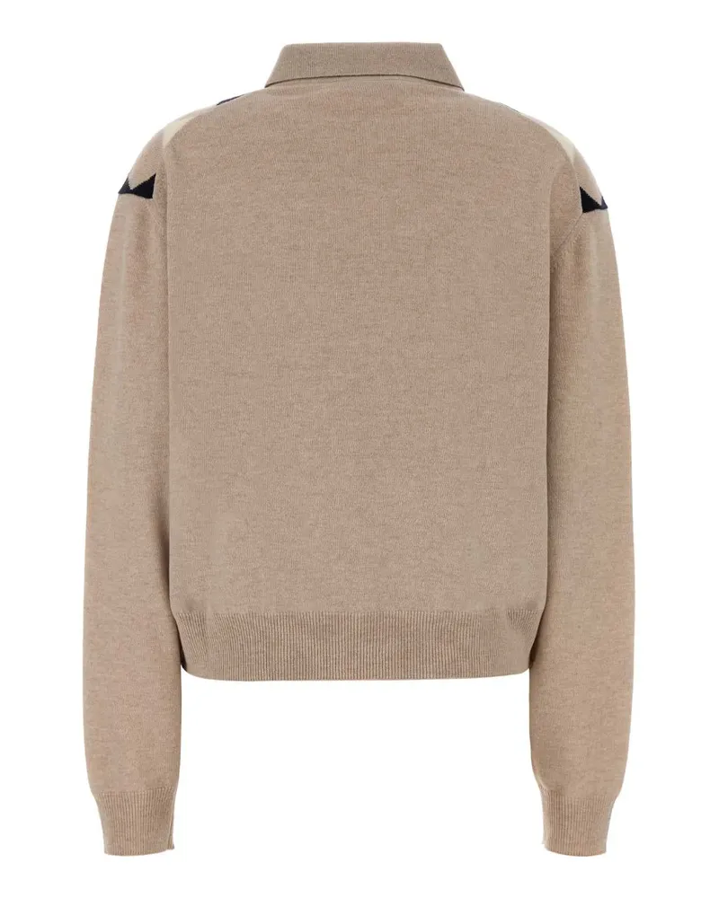 Miu Miu Argyle Cashmere Polo Sweater — Beige Beige