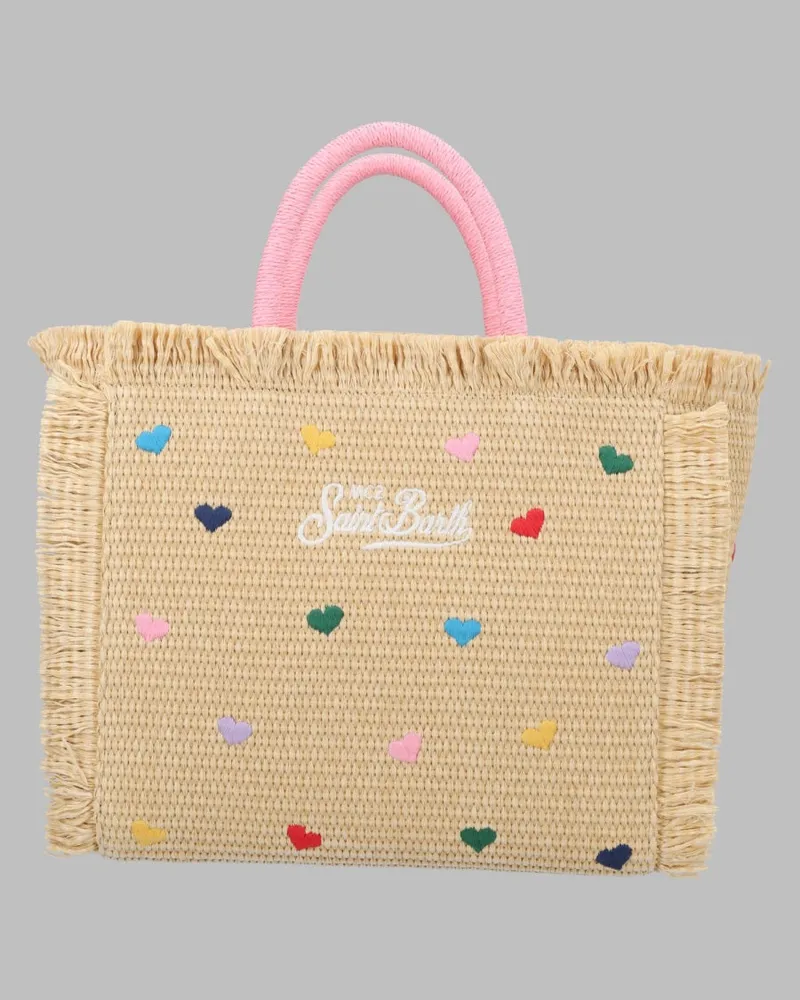 MC2 Saint Barth Girls' Handbag Colette Straw Beige Cotton Handbags Hand Bags Beige
