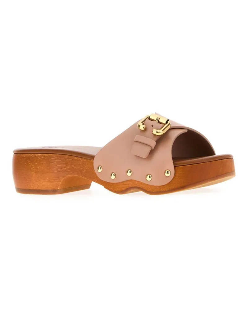 Chloé Women's Powder Pink Leather Jeanette Clogs Blushpink Sandali Sandal Pink