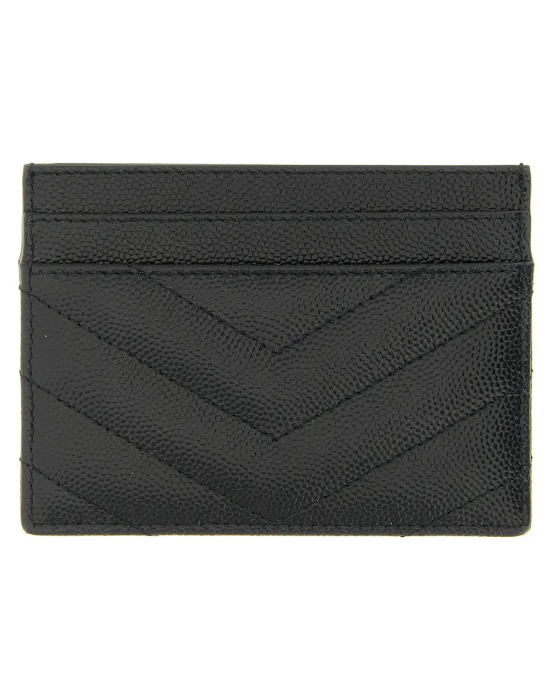 Saint Laurent Matelassé Card Case — Black Black