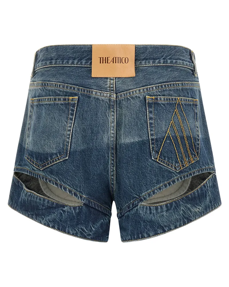 ATTICO Cut-Out Denim Shorts — Blue Blue