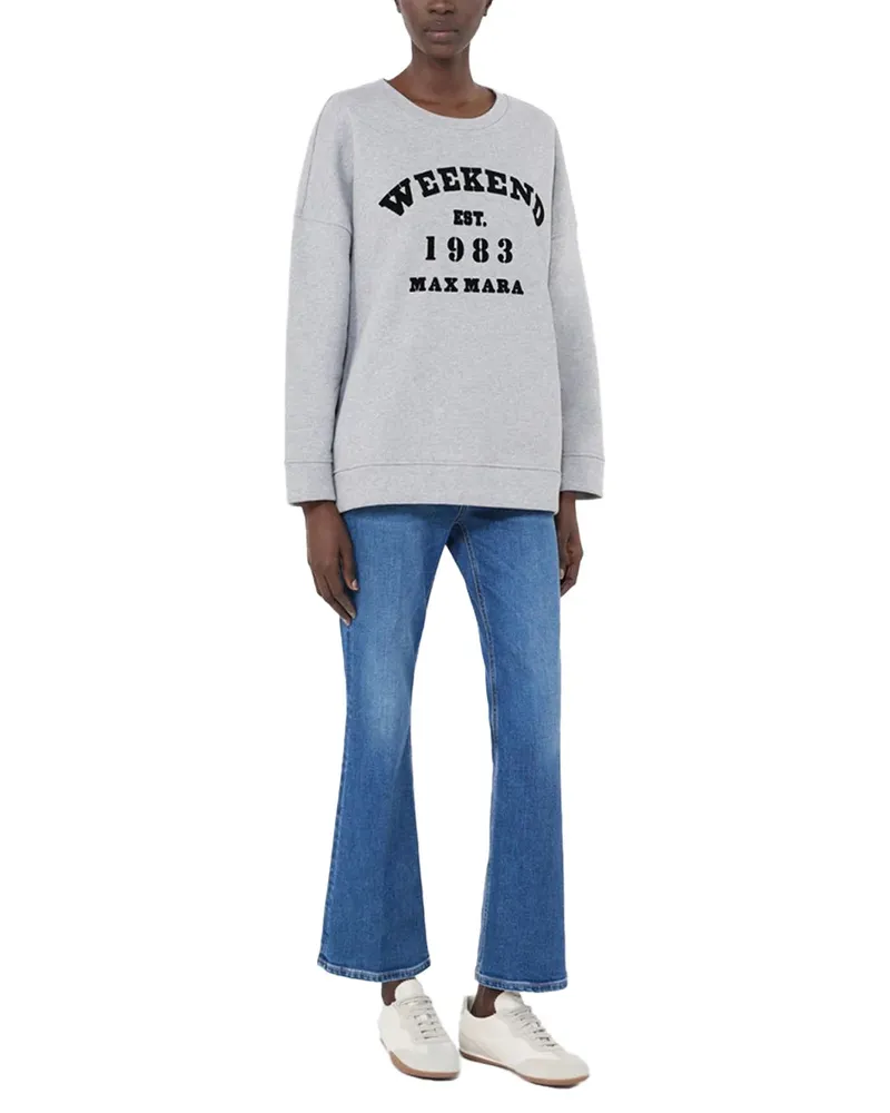 Weekend Max Mara Logo-Print Cotton Sweatshirt — Gray Gray