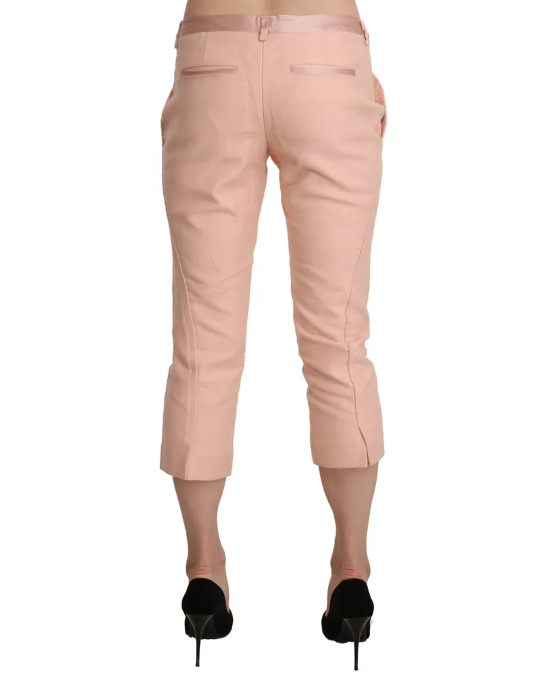 Ermanno Scervino Low Waist Skinny Cropped Cotton Capri Pants — Pink Pink