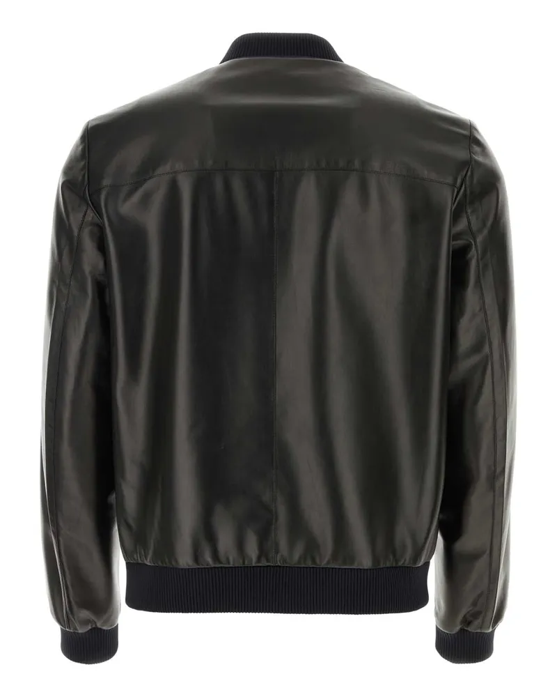 Prada Men's Black Nappa Leather Reversible Bomber Jacket Nero Agnello-Poliammidericiclat Giacche Pelle Nero