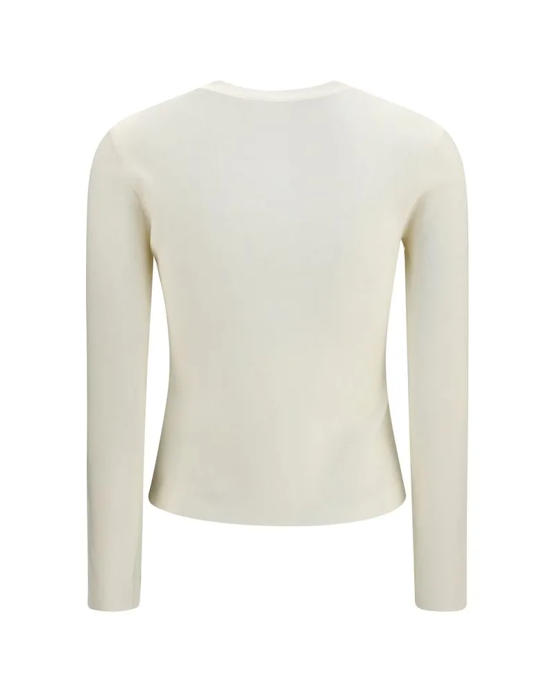 Max Mara Logo-Embroidered Wool Sweater — White White