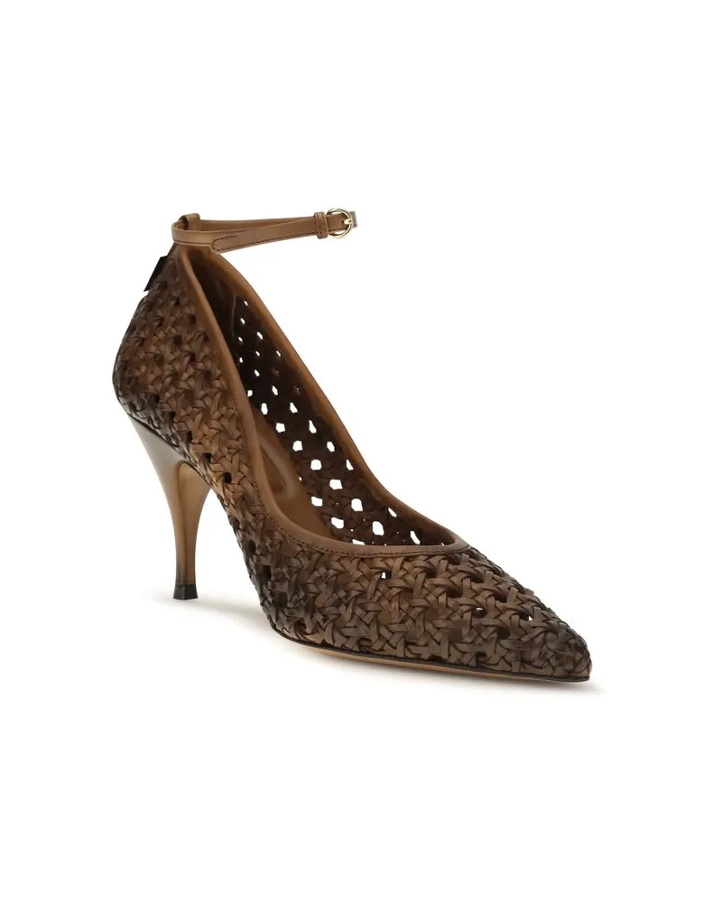 Miu Miu Woven Leather Pump — Beige Beige