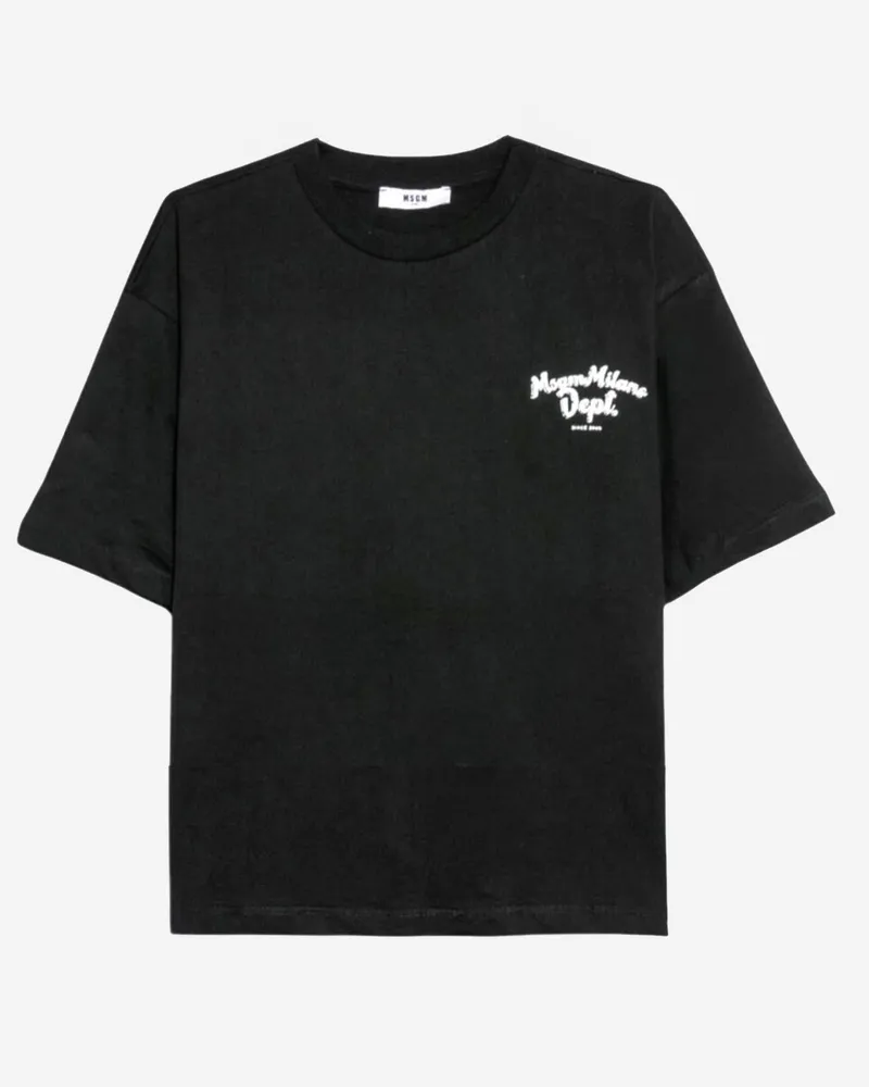 MSGM Kids' T-Shirt With Logo Cotton Black T-Shirts And Polos Black