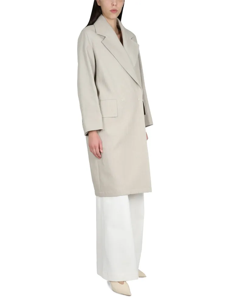 Max Mara Linen and Jersey Trench Coat — Beige Beige