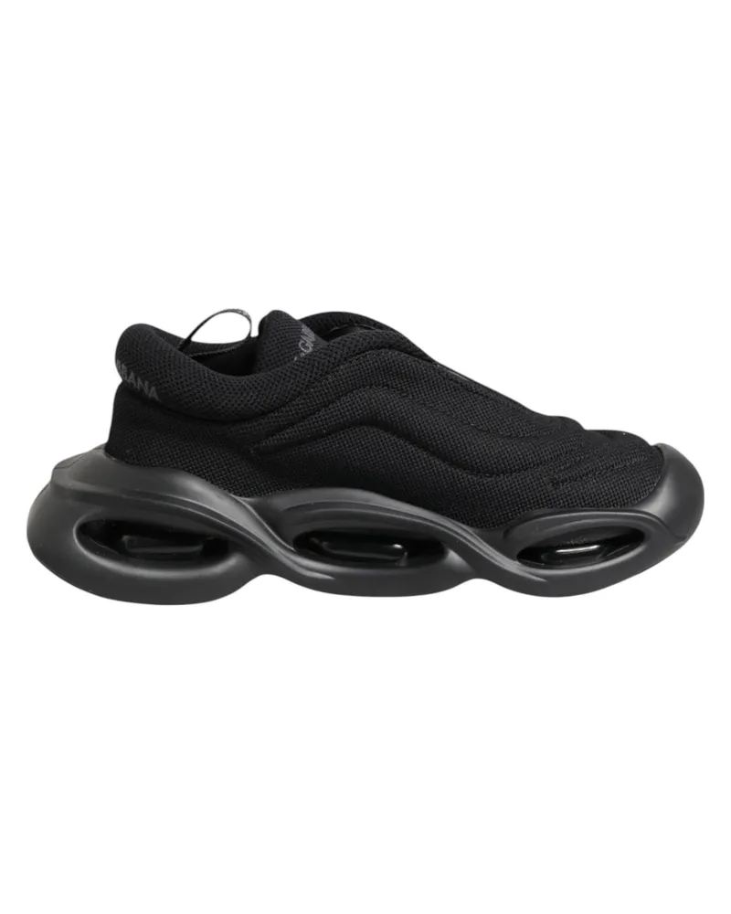 Dolce & Gabbana Women's Black Slip On Low Top Wave Sneakers Shoes Polyester Viscose Black