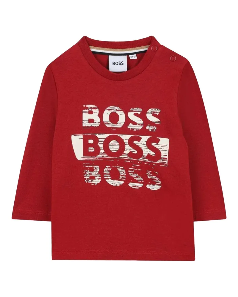 HUGO BOSS Logo-Embroidered Cotton T-Shirt — Red Red