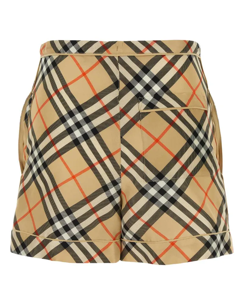 Burberry Women's Printed Silk Shorts Sandipcheck Exterior Beige